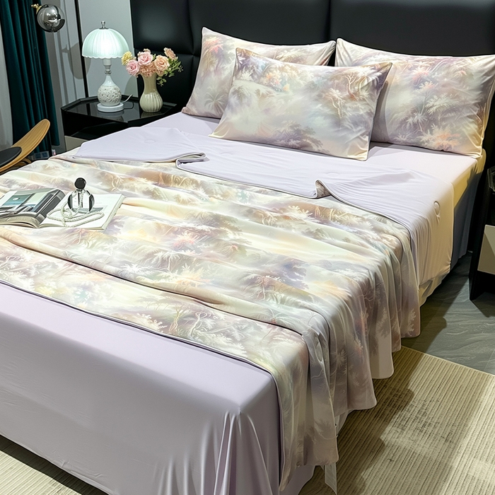 91家纺网 家纺一手货源 找家纺 欧夏家纺 2026新款凉感锦氨夏被玻尿酸焕颜被夏凉被空调被薄被子-直播供货 紫金冠