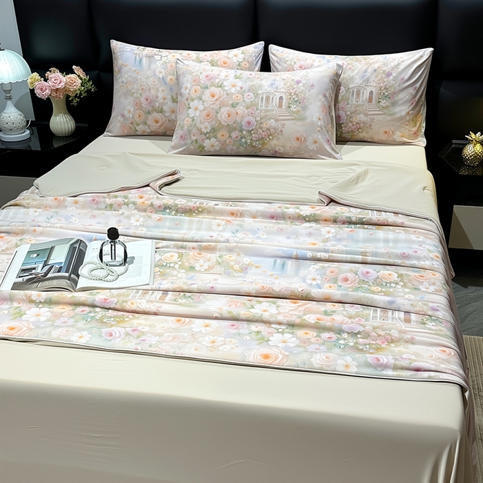 91家纺网 家纺一手货源 找家纺 欧夏家纺 2026新款凉感锦氨夏被玻尿酸焕颜被夏凉被空调被薄被子-直播供货 莫奈花园