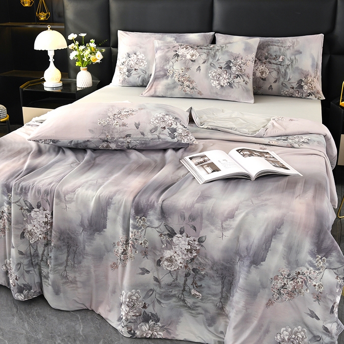 91家纺网 家纺一手货源 找家纺 欧夏家纺 2026新款凉感锦氨夏被玻尿酸焕颜被夏凉被空调被薄被子-直播供货 迷恋之花