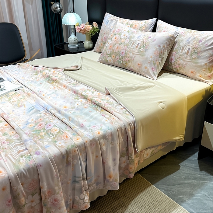 91家纺网 家纺一手货源 找家纺 欧夏家纺 2026新款凉感锦氨夏被玻尿酸焕颜被夏凉被空调被薄被子-直播供货 莫奈花园