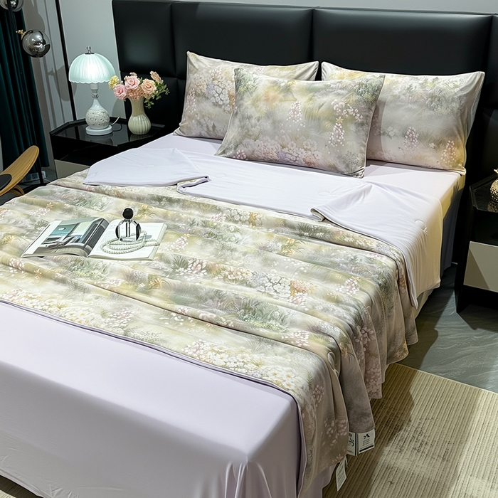 91家纺网 家纺一手货源 找家纺 欧夏家纺 2026新款凉感锦氨夏被玻尿酸焕颜被夏凉被空调被薄被子-直播供货 清木花园