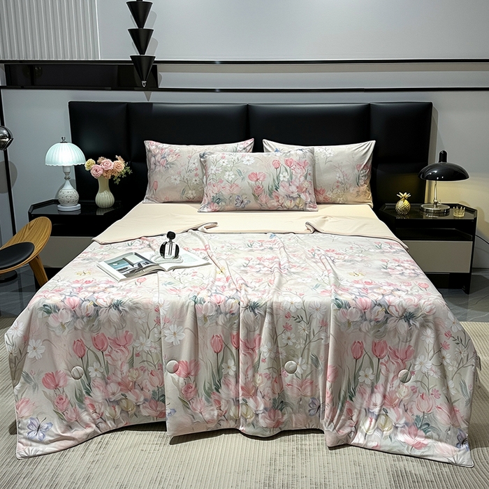 欧夏家纺 2026新款凉感锦氨夏被玻尿酸焕颜被夏凉被空调被薄被子-直播供货 郁金香