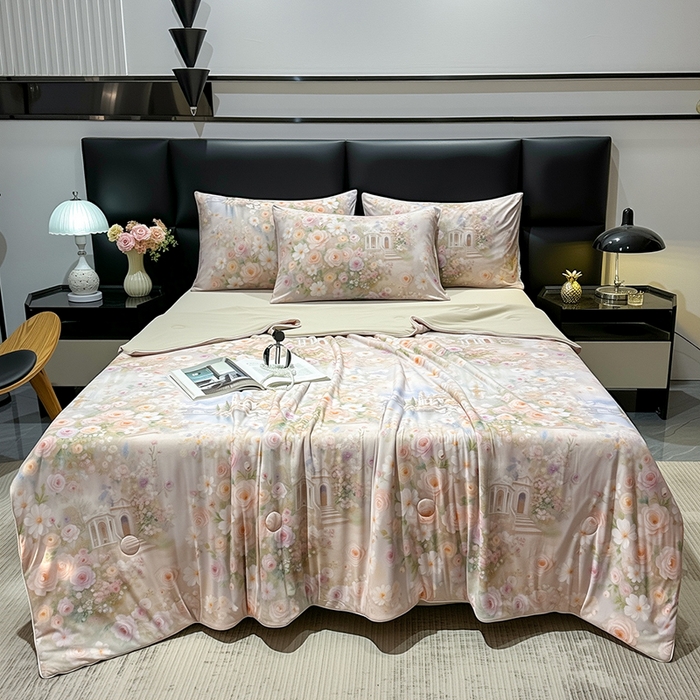 欧夏家纺 2026新款凉感锦氨夏被玻尿酸焕颜被夏凉被空调被薄被子-直播供货 莫奈花园