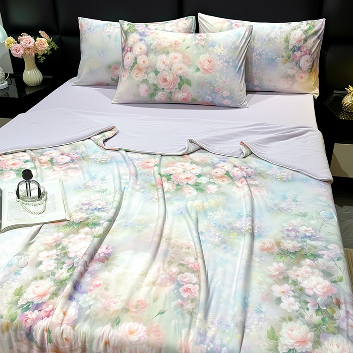 91家纺网 家纺一手货源 找家纺 欧夏家纺 2026新款凉感锦氨夏被玻尿酸焕颜被夏凉被空调被薄被子-直播供货 夏之语