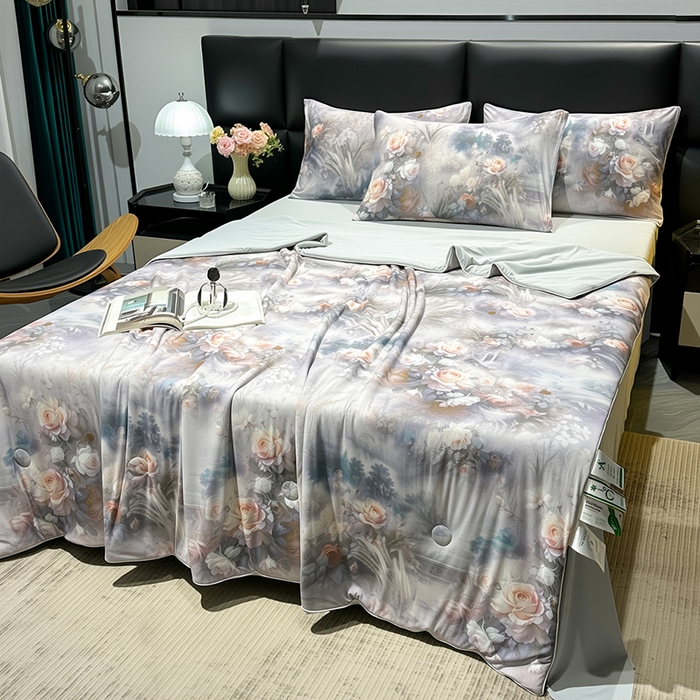 91家纺网 家纺一手货源 找家纺 欧夏家纺 2026新款凉感锦氨夏被玻尿酸焕颜被夏凉被空调被薄被子-直播供货 国粹牡丹