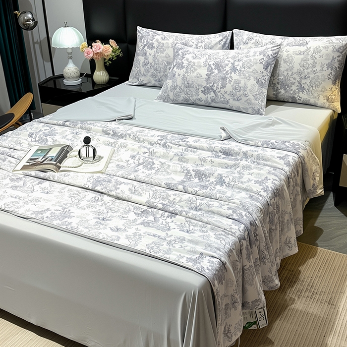 91家纺网 家纺一手货源 找家纺 欧夏家纺 2026新款凉感锦氨夏被玻尿酸焕颜被夏凉被空调被薄被子-直播供货 水墨蓝图