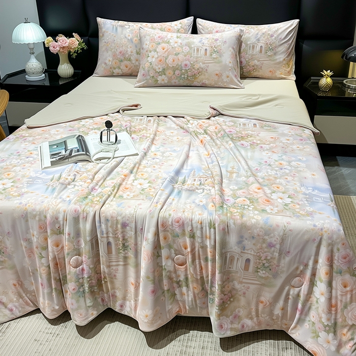 91家纺网 家纺一手货源 找家纺 欧夏家纺 2026新款凉感锦氨夏被玻尿酸焕颜被夏凉被空调被薄被子-直播供货 莫奈花园