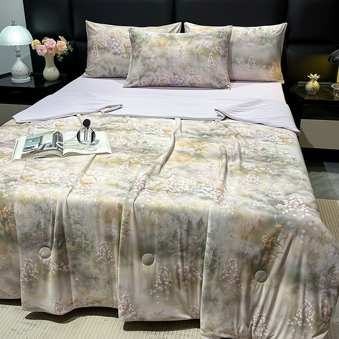 91家纺网 家纺一手货源 找家纺 欧夏家纺 2026新款凉感锦氨夏被玻尿酸焕颜被夏凉被空调被薄被子-直播供货 清木花园