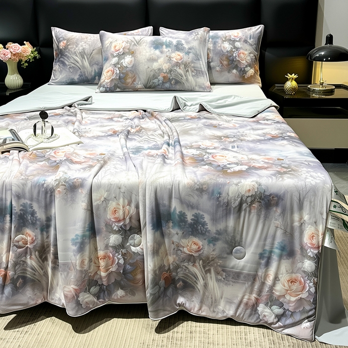 91家纺网 家纺一手货源 找家纺 欧夏家纺 2026新款凉感锦氨夏被玻尿酸焕颜被夏凉被空调被薄被子-直播供货 国粹牡丹