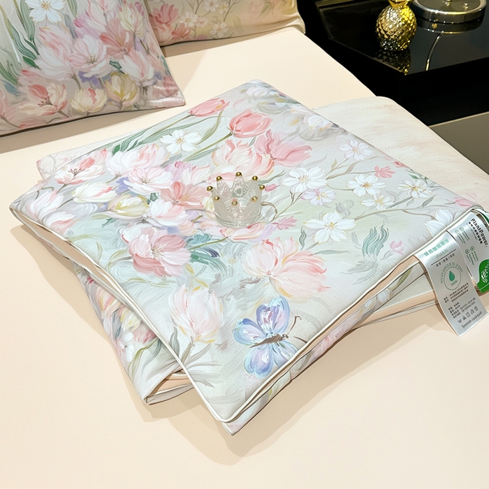 91家纺网 家纺一手货源 找家纺 欧夏家纺 2026新款凉感锦氨夏被玻尿酸焕颜被夏凉被空调被薄被子-直播供货 郁金香