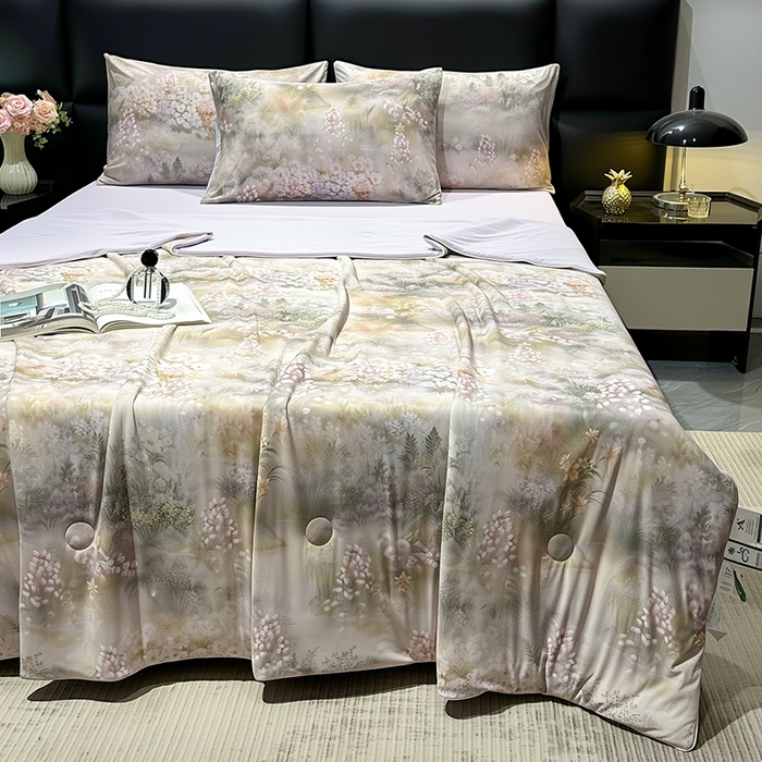 91家纺网 家纺一手货源 找家纺 欧夏家纺 2026新款凉感锦氨夏被玻尿酸焕颜被夏凉被空调被薄被子-直播供货 清木花园