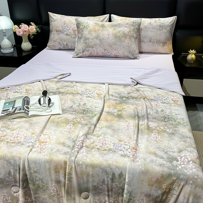 91家纺网 家纺一手货源 找家纺 欧夏家纺 2026新款凉感锦氨夏被玻尿酸焕颜被夏凉被空调被薄被子-直播供货 清木花园