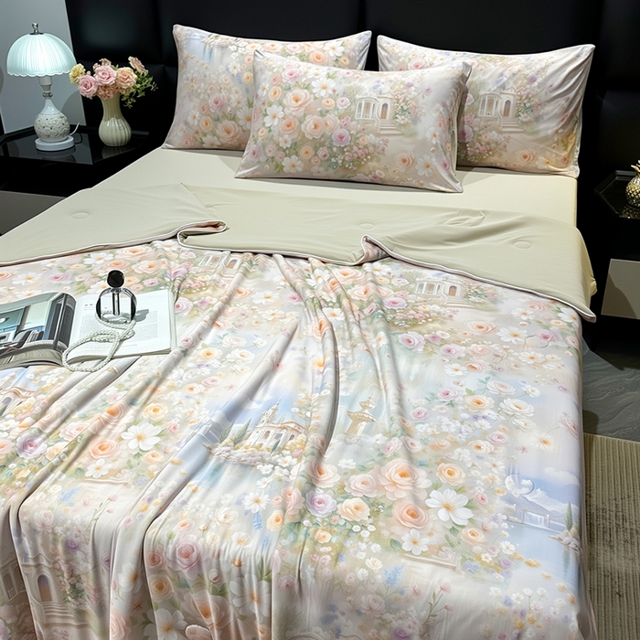 91家纺网 家纺一手货源 找家纺 欧夏家纺 2026新款凉感锦氨夏被玻尿酸焕颜被夏凉被空调被薄被子-直播供货 莫奈花园