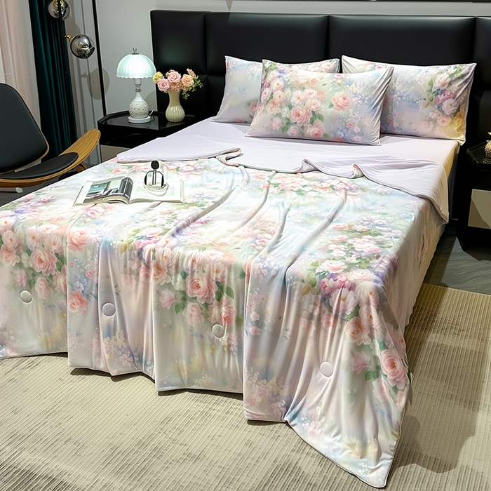 91家纺网 家纺一手货源 找家纺 欧夏家纺 2026新款凉感锦氨夏被玻尿酸焕颜被夏凉被空调被薄被子-直播供货 夏之语