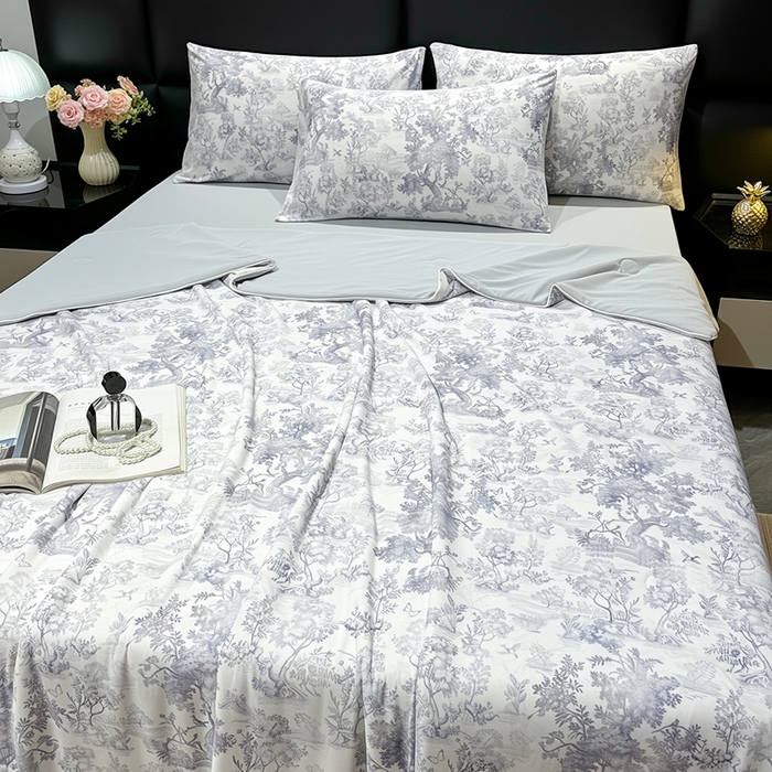 91家纺网 家纺一手货源 找家纺 欧夏家纺 2026新款凉感锦氨夏被玻尿酸焕颜被夏凉被空调被薄被子-直播供货 水墨蓝图