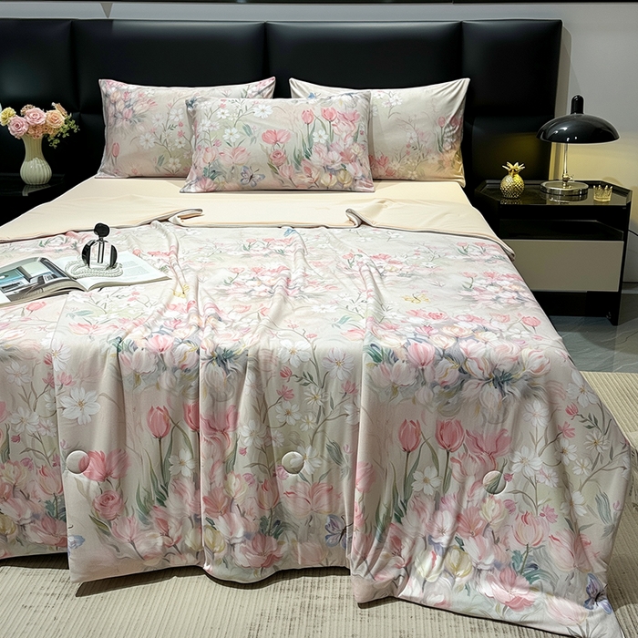 91家纺网 家纺一手货源 找家纺 欧夏家纺 2026新款凉感锦氨夏被玻尿酸焕颜被夏凉被空调被薄被子-直播供货 郁金香