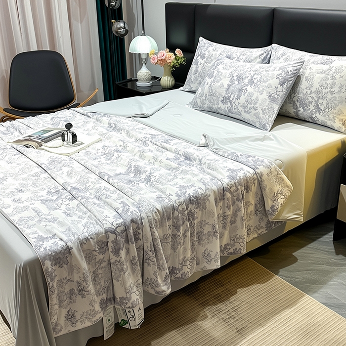 91家纺网 家纺一手货源 找家纺 欧夏家纺 2026新款凉感锦氨夏被玻尿酸焕颜被夏凉被空调被薄被子-直播供货 水墨蓝图