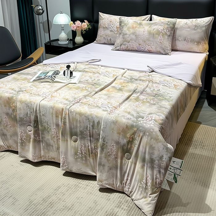 91家纺网 家纺一手货源 找家纺 欧夏家纺 2026新款凉感锦氨夏被玻尿酸焕颜被夏凉被空调被薄被子-直播供货 清木花园