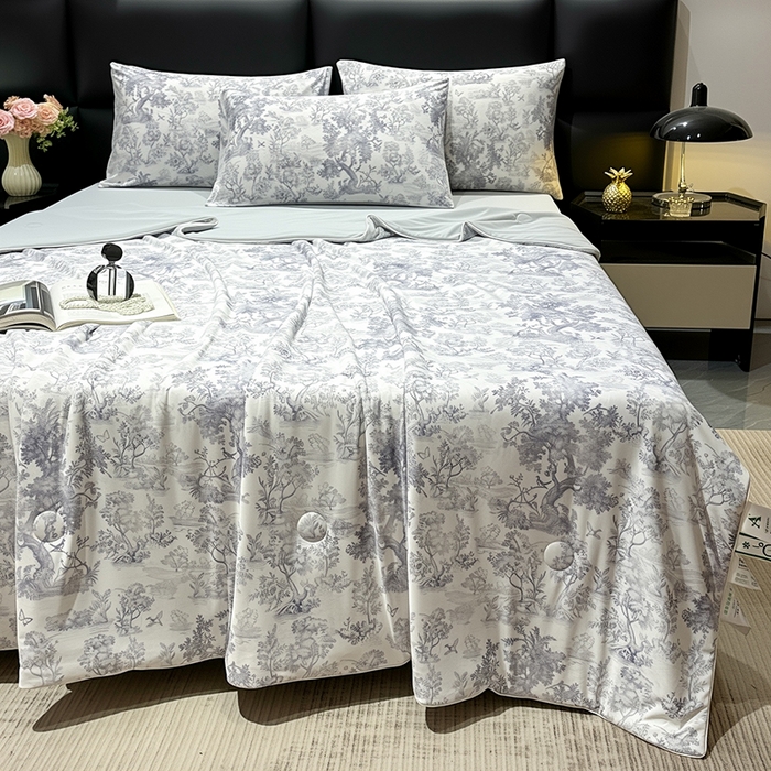 91家纺网 家纺一手货源 找家纺 欧夏家纺 2026新款凉感锦氨夏被玻尿酸焕颜被夏凉被空调被薄被子-直播供货 水墨蓝图