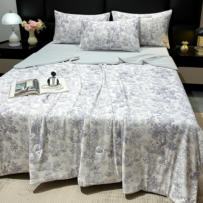 91家纺网 家纺一手货源 找家纺 欧夏家纺 2026新款凉感锦氨夏被玻尿酸焕颜被夏凉被空调被薄被子-直播供货 水墨蓝图