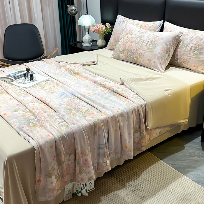 91家纺网 家纺一手货源 找家纺 欧夏家纺 2026新款凉感锦氨夏被玻尿酸焕颜被夏凉被空调被薄被子-直播供货 莫奈花园