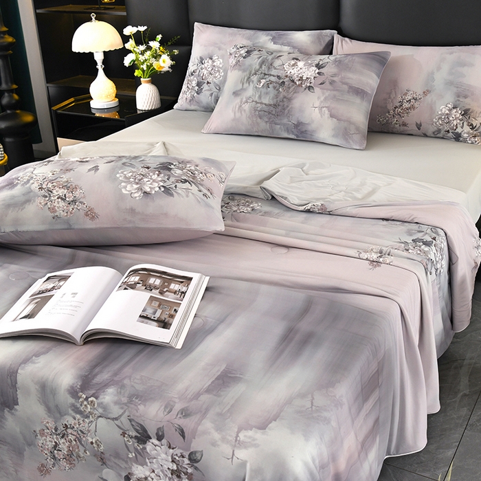 91家纺网 家纺一手货源 找家纺 欧夏家纺 2026新款凉感锦氨夏被玻尿酸焕颜被夏凉被空调被薄被子-直播供货 迷恋之花