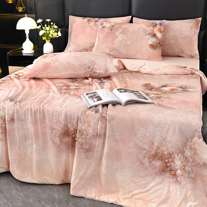 91家纺网 家纺一手货源 找家纺 欧夏家纺 2026新款凉感锦氨夏被玻尿酸焕颜被夏凉被空调被薄被子-直播供货 牡丹盛开