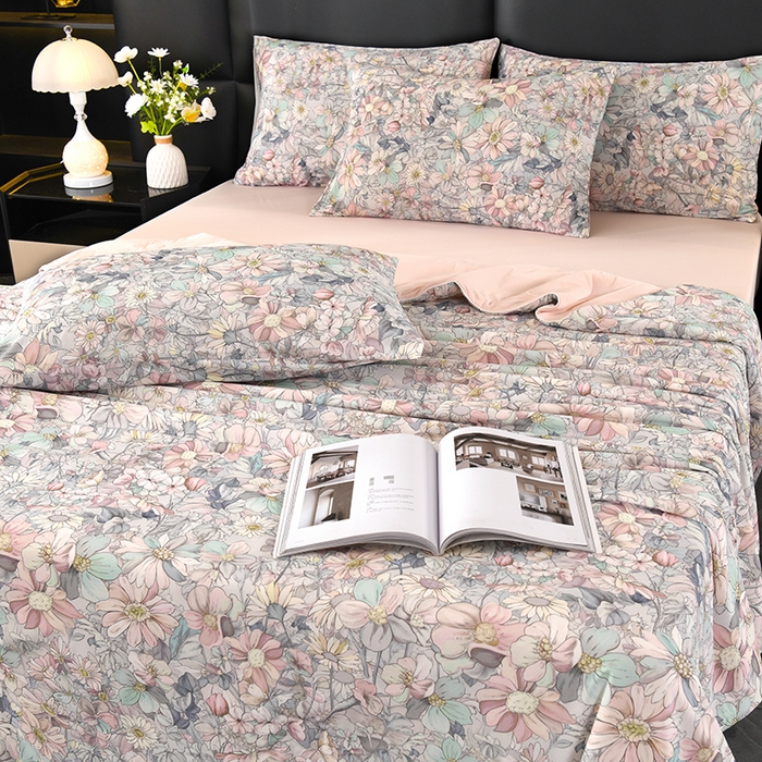 91家纺网 家纺一手货源 找家纺 欧夏家纺 2026新款凉感锦氨夏被玻尿酸焕颜被夏凉被空调被薄被子-直播供货 巴黎风情