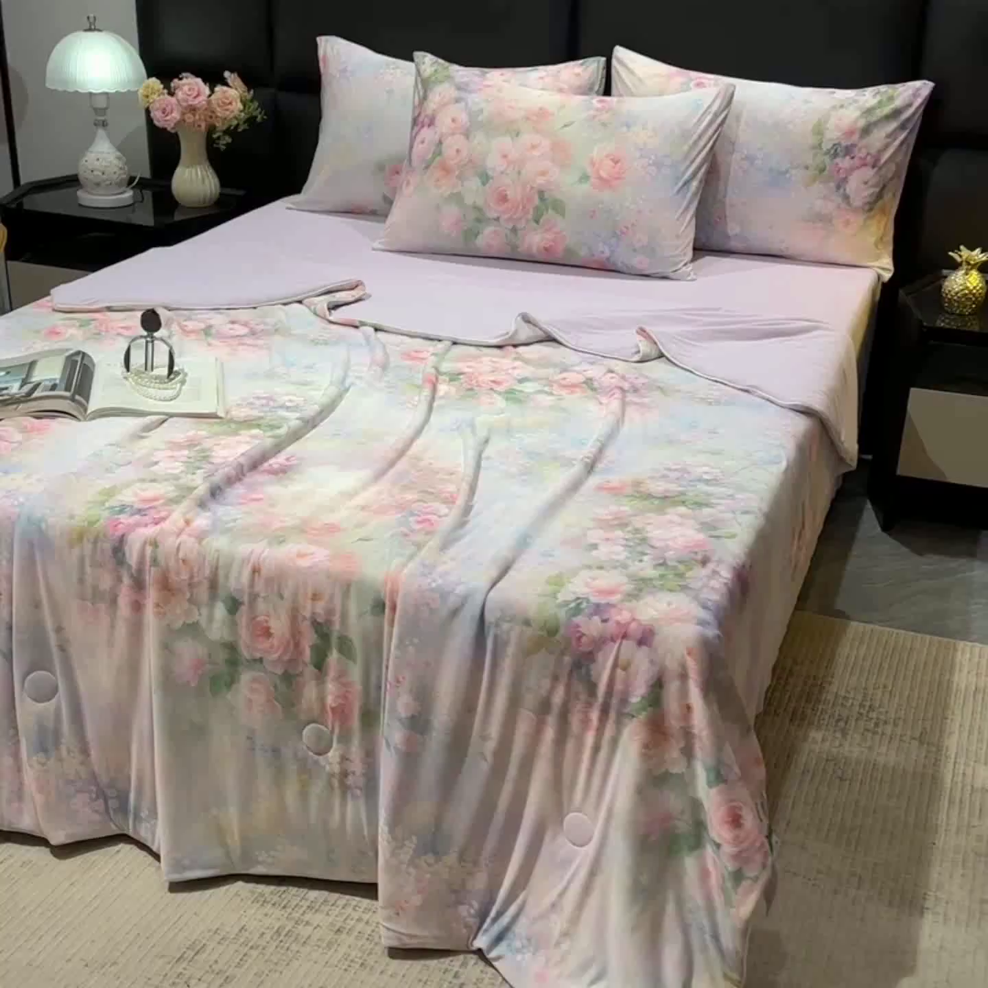 91家纺网 家纺一手货源 找家纺 欧夏家纺 2026新款凉感锦氨夏被玻尿酸焕颜被夏凉被空调被薄被子-直播供货 夏之语