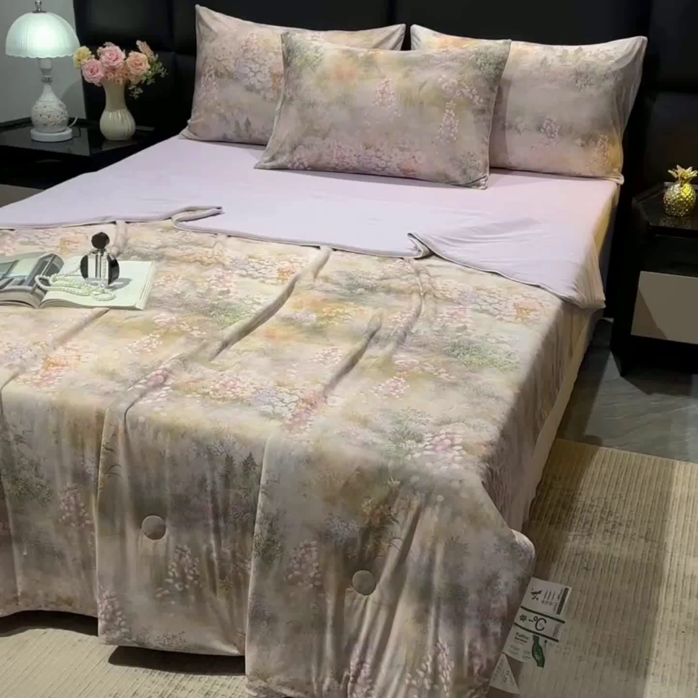 91家纺网 家纺一手货源 找家纺 欧夏家纺 2026新款凉感锦氨夏被玻尿酸焕颜被夏凉被空调被薄被子-直播供货 清木花园