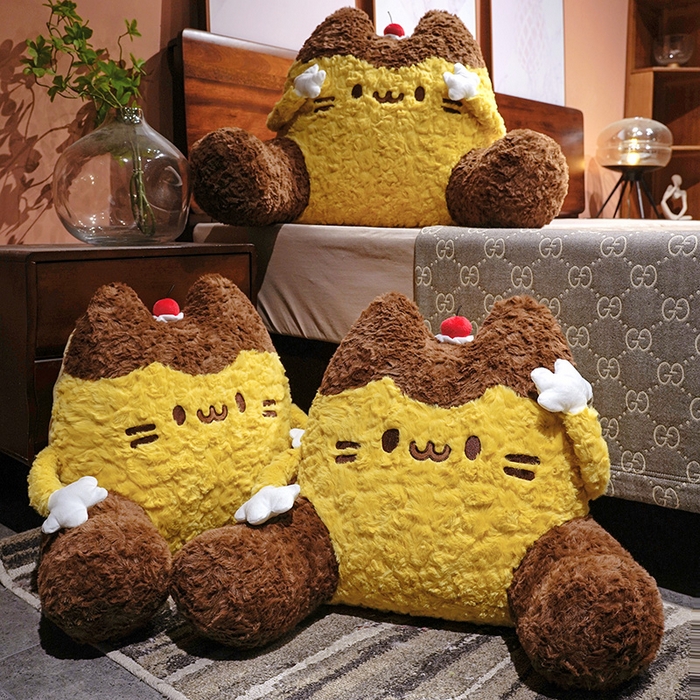 91家纺网 家纺一手货源 找家纺 （总）仟亿莱 2026新款布丁猫刷花大脚拥抱式腰靠