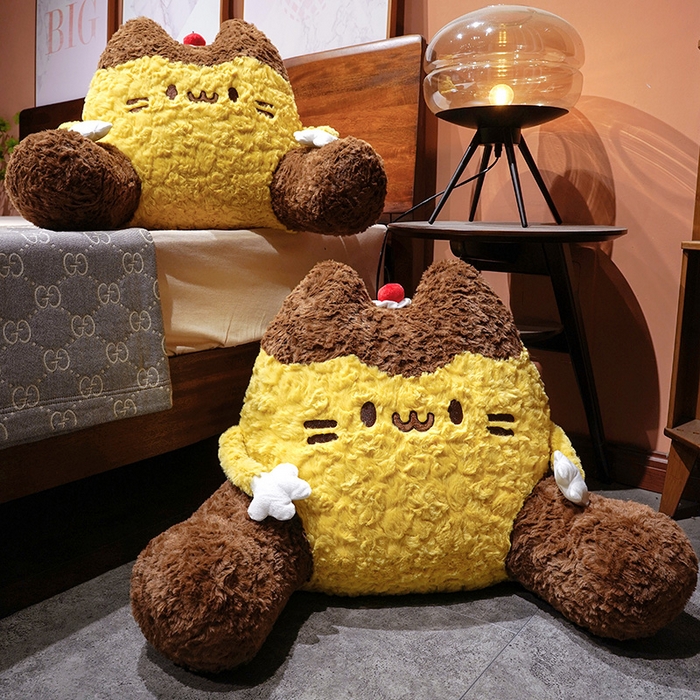 91家纺网 家纺一手货源 找家纺 （总）仟亿莱 2026新款布丁猫刷花大脚拥抱式腰靠