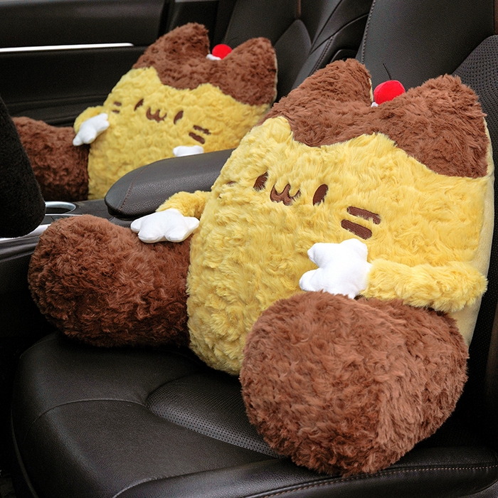 91家纺网 家纺一手货源 找家纺 （总）仟亿莱 2026新款布丁猫刷花大脚拥抱式腰靠