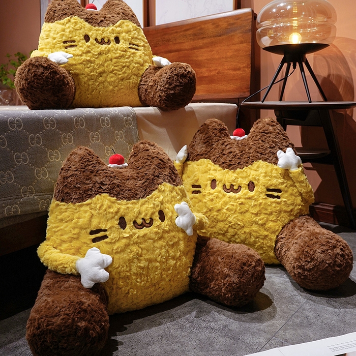 91家纺网 家纺一手货源 找家纺 （总）仟亿莱 2026新款布丁猫刷花大脚拥抱式腰靠