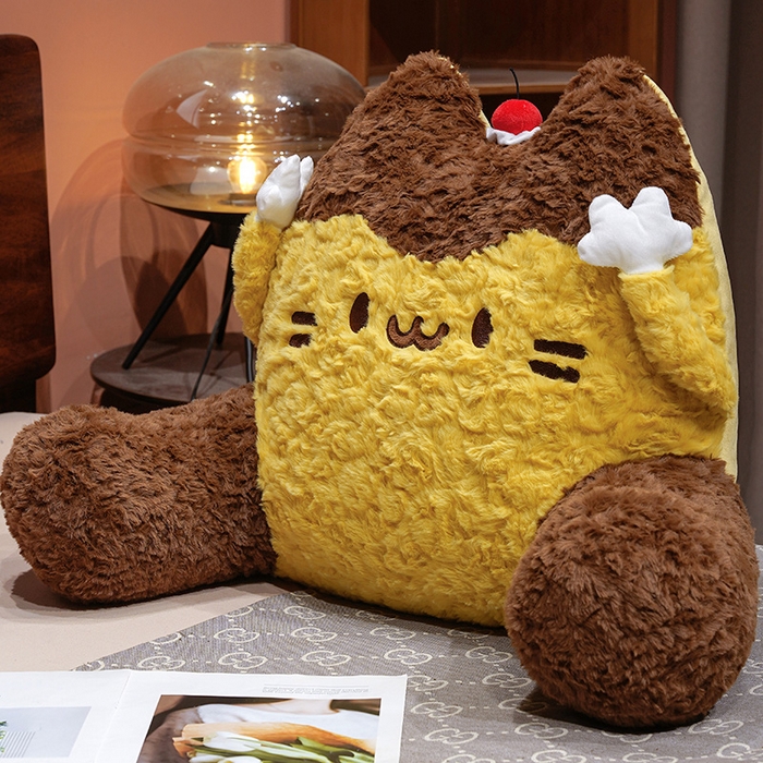 91家纺网 家纺一手货源 找家纺 （总）仟亿莱 2026新款布丁猫刷花大脚拥抱式腰靠