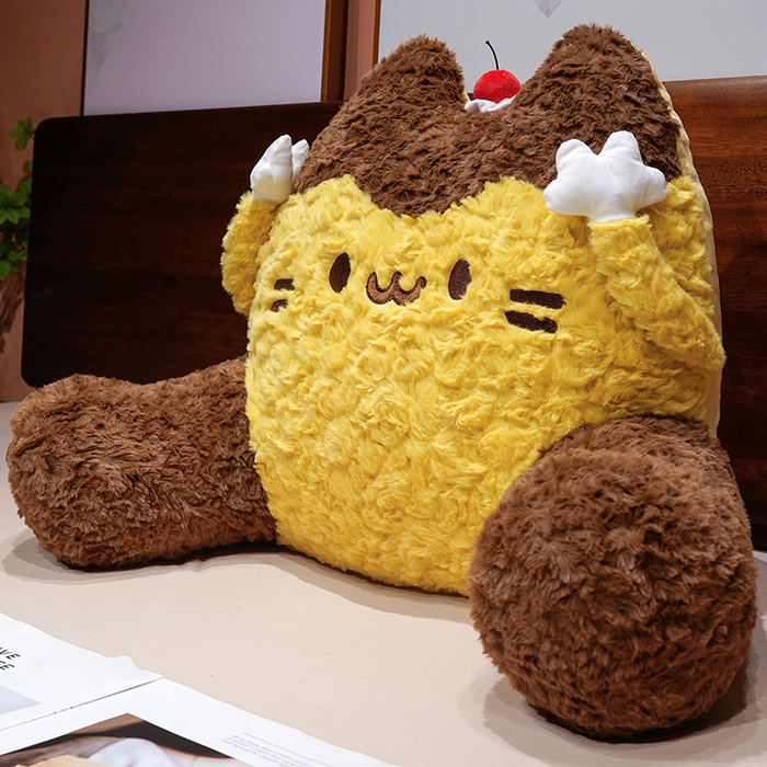 91家纺网 家纺一手货源 找家纺 （总）仟亿莱 2026新款布丁猫刷花大脚拥抱式腰靠