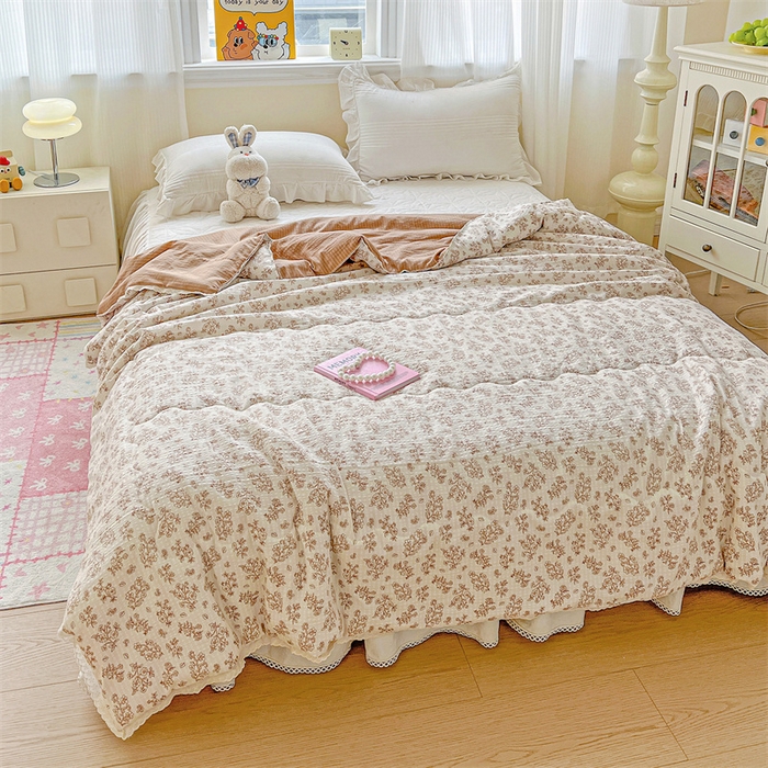 91家纺网 家纺一手货源 找家纺 （总）艺菲阁家纺 2026爆款升级花边工艺双层纱夏凉被 