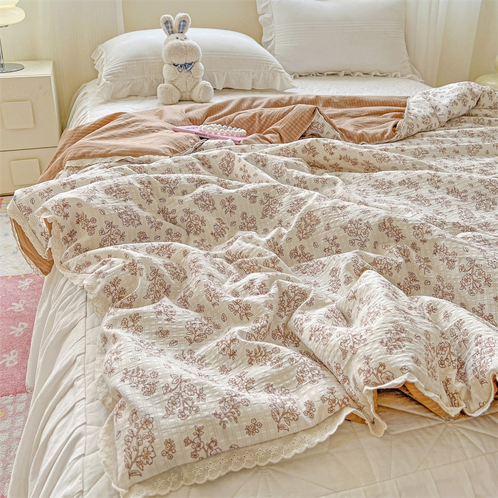 91家纺网 家纺一手货源 找家纺 （总）艺菲阁家纺 2026爆款升级花边工艺双层纱夏凉被 