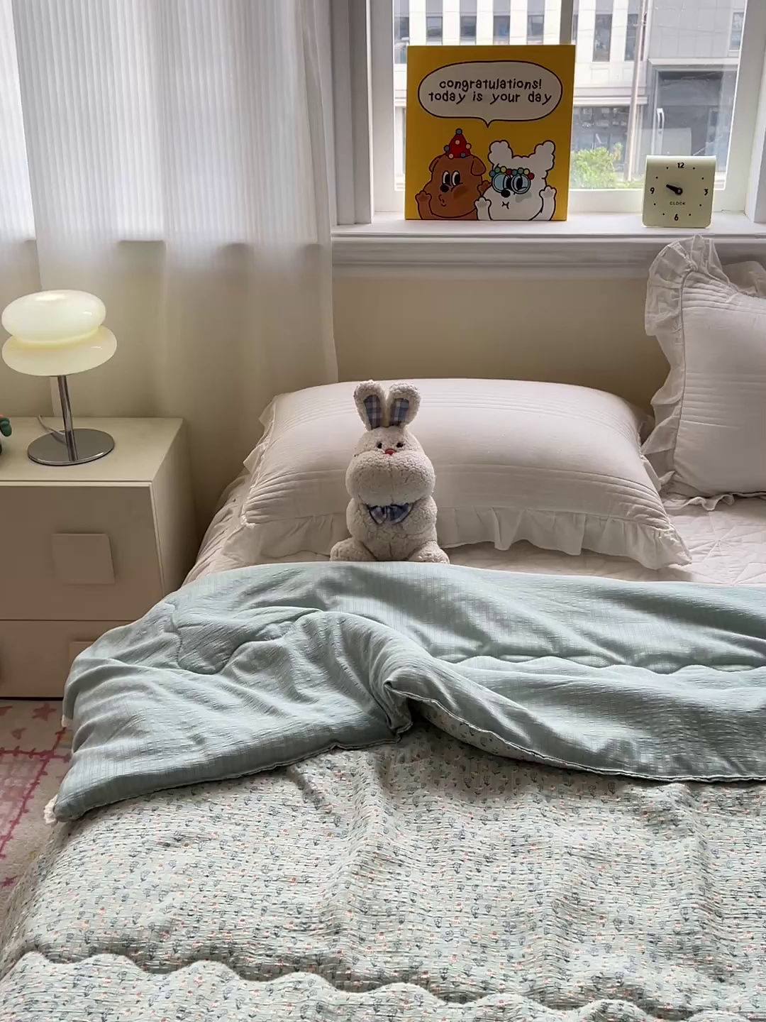 91家纺网 家纺一手货源 找家纺 艺菲阁家纺 2026爆款升级花边工艺双层纱夏凉被  奶蓝泡芙