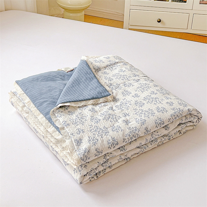 艺菲阁家纺 2026爆款升级花边工艺双层纱夏凉被  浅画