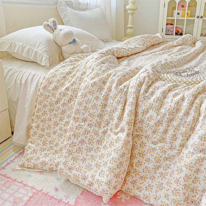 91家纺网 家纺一手货源 找家纺 艺菲阁家纺 2026爆款升级花边工艺双层纱夏凉被  月光女神