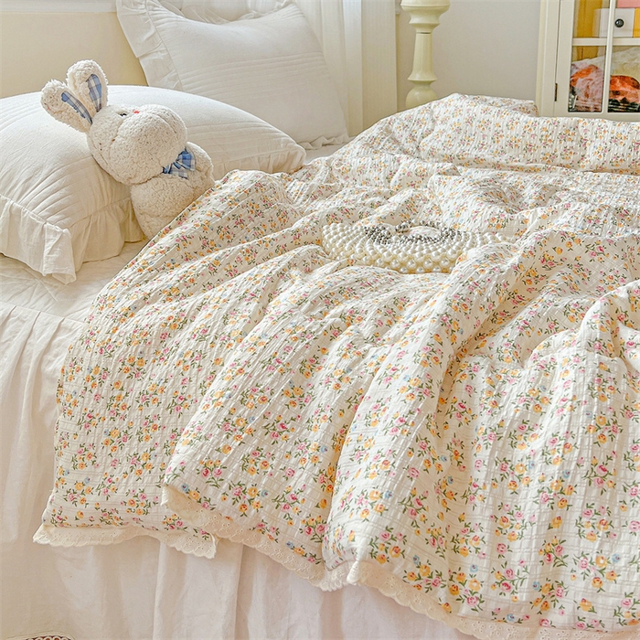 91家纺网 家纺一手货源 找家纺 艺菲阁家纺 2026爆款升级花边工艺双层纱夏凉被  月光女神