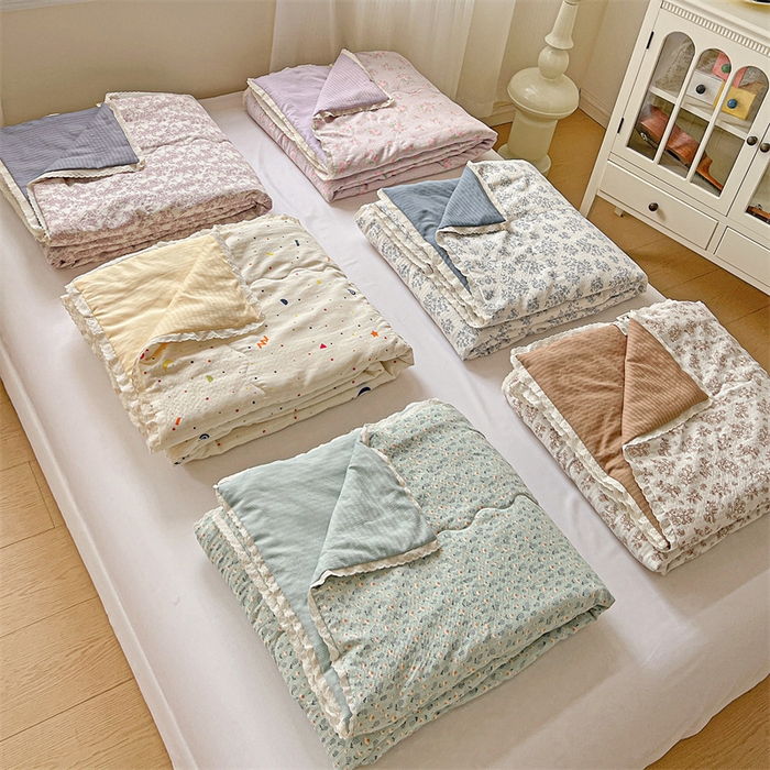 91家纺网 家纺一手货源 找家纺 艺菲阁家纺 2026爆款升级花边工艺双层纱夏凉被  组合图