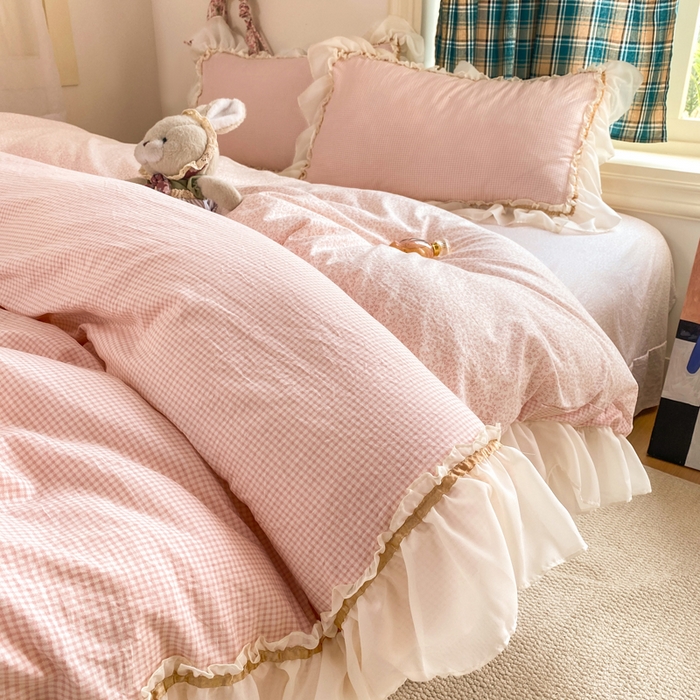 91家纺网 家纺一手货源 找家纺 （总）艺玲家纺 2026新款奶油风韩式云朵棉花边四件套