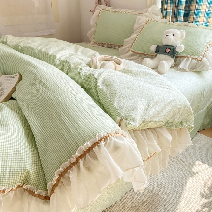 91家纺网 家纺一手货源 找家纺 （总）艺玲家纺 2026新款奶油风韩式云朵棉花边四件套