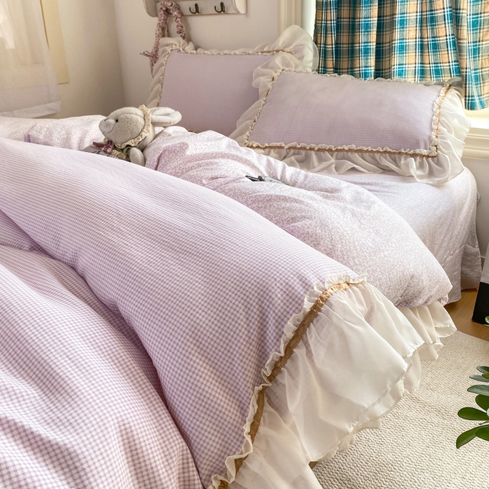 91家纺网 家纺一手货源 找家纺 （总）艺玲家纺 2026新款奶油风韩式云朵棉花边四件套