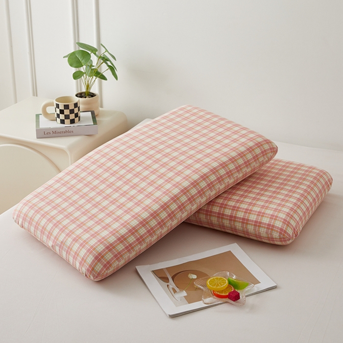 翎盈家纺 2026新款纯棉水洗棉深睡枕专用枕套面包记忆枕枕头套 朵拉-粉