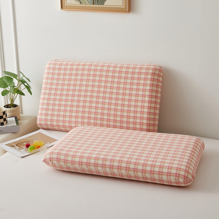 91家纺网 家纺一手货源 找家纺 翎盈家纺 2026新款纯棉水洗棉深睡枕专用枕套面包记忆枕枕头套 朵拉-粉