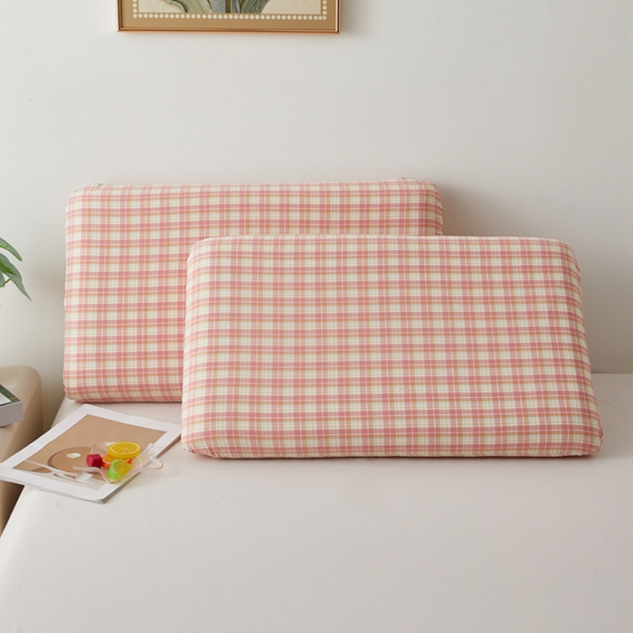 91家纺网 家纺一手货源 找家纺 翎盈家纺 2026新款纯棉水洗棉深睡枕专用枕套面包记忆枕枕头套 朵拉-粉