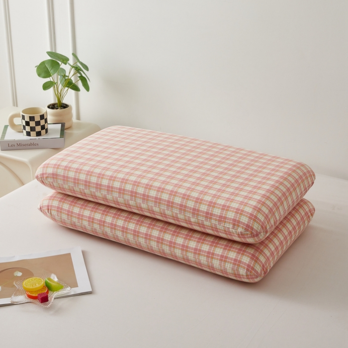 91家纺网 家纺一手货源 找家纺 翎盈家纺 2026新款纯棉水洗棉深睡枕专用枕套面包记忆枕枕头套 朵拉-粉